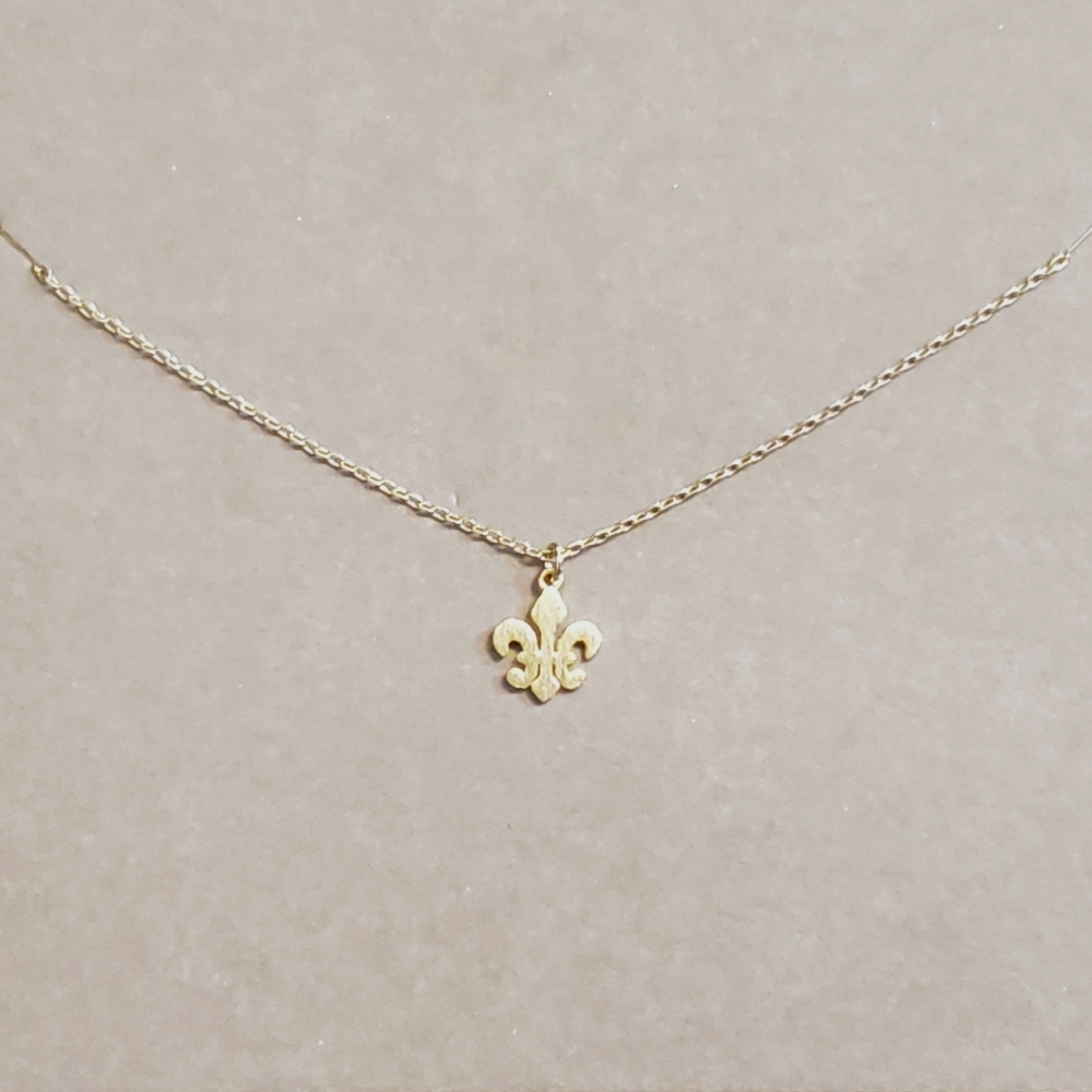 Fleur-de-lis Small Pendant Necklace Goldtone